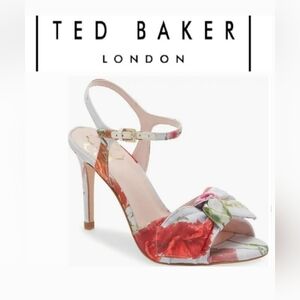 New Never Worn Ted Baker London Neelia Heels Floral Fabric 7.5 MADE IN SPAIN